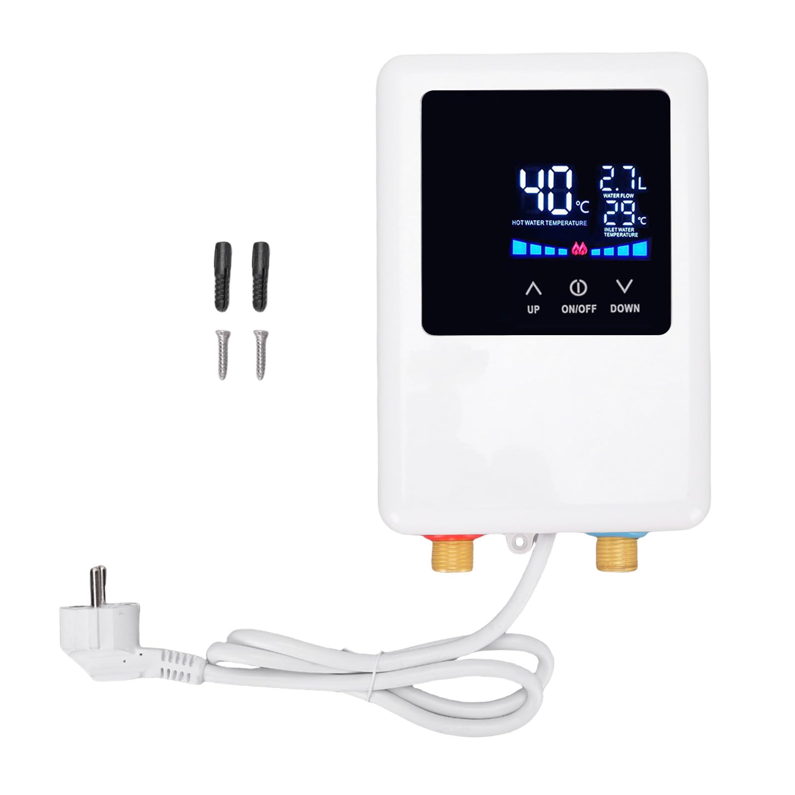 Scallo Idrico Senza Serbatoio, Scaldabagno Istantaneo Elettrico 3000W con Schermo LCD, Sotto la Parete del Lavandino, Riscaldatori Termostati di Conversione di Frequenza per (EU)