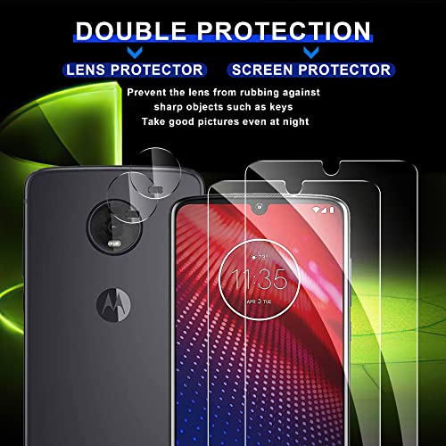 Ogrish [2+2 Pack] Tempered Glass Screen Protector For Motorola Moto Z4 With Camera Lens Protector - Anti-Fingerprint, Anti-Scratch, Hd Clarity #TOP1