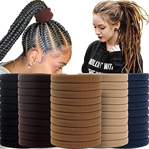 Hair Ties for Thick Hair,CELLOT 50PCS Elastic Hair Ties for Women,8cm in Diameter No Damage Black Hair Ties for Women,Thick Dreadlocks Ponytail Holders Hair Accessories for Women Girls Cover