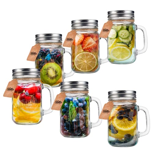 Smith's Mason Jars Set di 6 tazze da mason jar da 473 ml con coperchi a vite | Bicchieri da bere ideali per fare l'avena notturna e i frullati | Tutti sono dotati di cartellini per il regalo - immagine 4