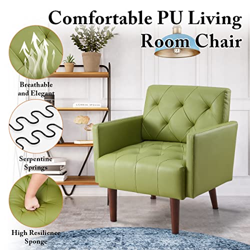 Sillón moderno piel sintética verde menta miniatura 3