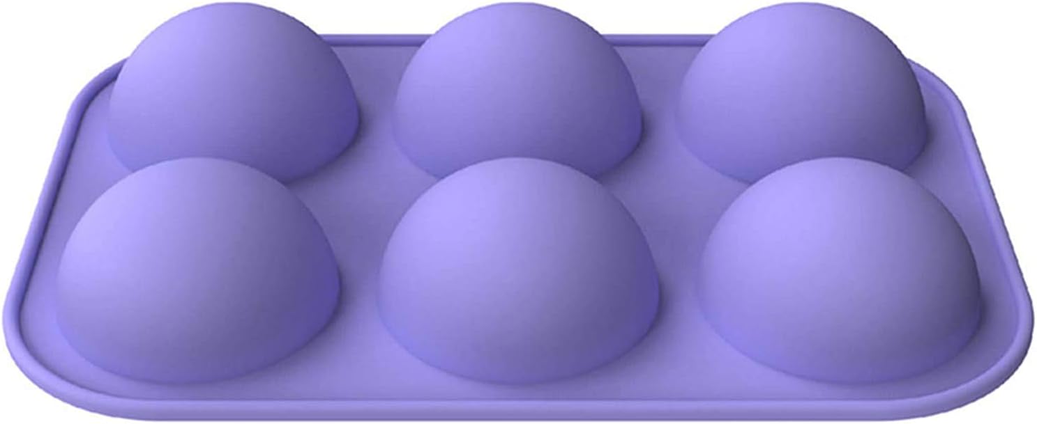 Chocolate Silicone Mold 6-Cavity Semi Sphere Half Sphere Silicone Baking Molds for Christmas and Wedding Cake Decor Making Chocolate, Cake, Jelly, Dome Mousse (Purple, Medium-1PC)
