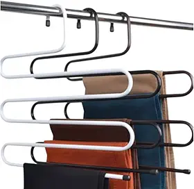 Kit 2 Cabides Aço Multifuncional Organizador, Reforçado para Calças, Saias e Bermudas, 5 Divisórias