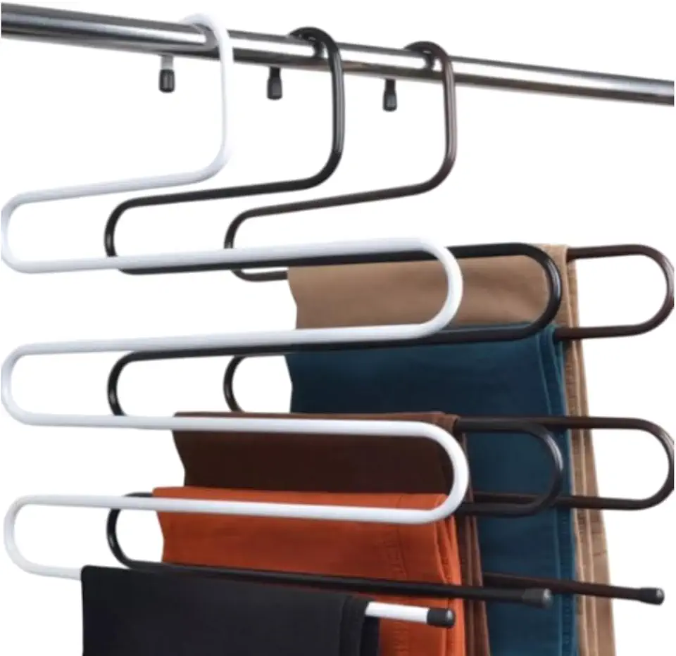 Kit 2 Cabides Aço Multifuncional Organizador, Reforçado para Calças, Saias e Bermudas, 5 Divisórias