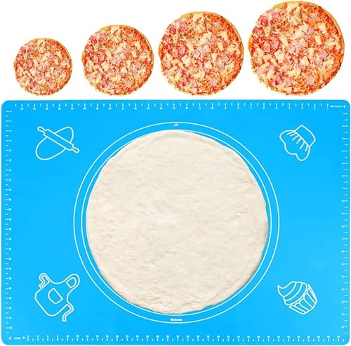 Image of Lukzer 2 Pcs Silicone Baking Mat with Measurements | Non-Stick Reusable Dough Rolling Sheet for Fondant Pastry Roti Chapati Pizza & Bread 50 x 40 cm (Random Color) CH-030-2