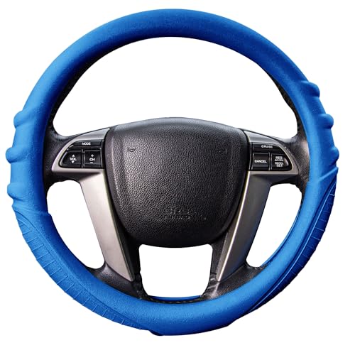 Image of FH Group Universal Fit Silicone with Grip and Pattern Massaging Grip Steering Wheel Cover fits most Cars, SUVs, Trucks, and Vans Dark Blue