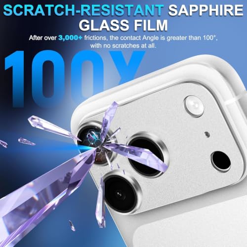 Image of Ferilinso GARHIL Camera Lens Protector Compatible for iP 17 Pro 6.9 Inch, 9H Tempered Glass Camera Protector, Full Coverage Lens Ring Cover, Matte Metal Joint Plate, Case Friendly, 1 Pack, Silver