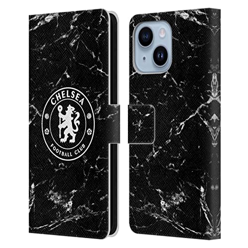 Étui portefeuille Chelsea FC iPhone 14 Plus clapet marbre noir