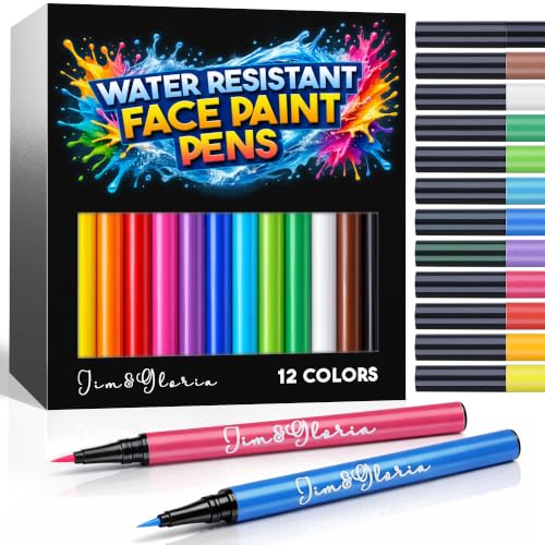 12-Color Water Resistant Face Paint Tattoo Pen Set
