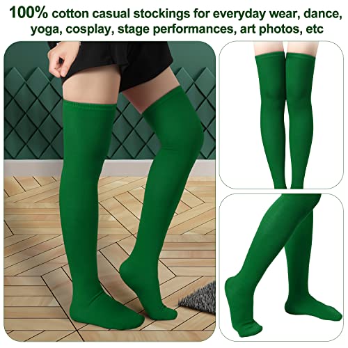 Image of KINBOM 1 Pair Thigh High Socks, Cotton Soft Knee High Long Stockings Women Leg Warmers for Wednesday Christmas Cosplay