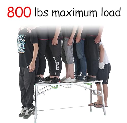 Daxiang Portable Fold Work Platform, Galvanized Steel Welding Heavy Duty Drywall Step Ladder Bench Stool Adjustable Height, 800 Lbs Maximum Load #TOP3