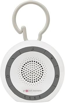 Project Nursery Portable Sound Soother for Baby, White Noise Sound Machine and Sleep Soother with 4 Natural Sounds and 2 Lullabies, Sleep Timer, Volume Control and Flexible Clip, White