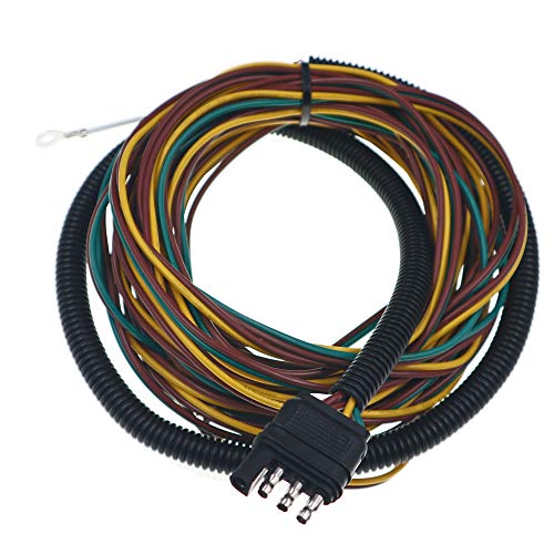 CARROFIX Trailer Wiring Harness 4-Way Flat Connector 25 FT Long - 18-Gauge Color Coded Trailer Wire Extension with 3 FT Ground Wire
