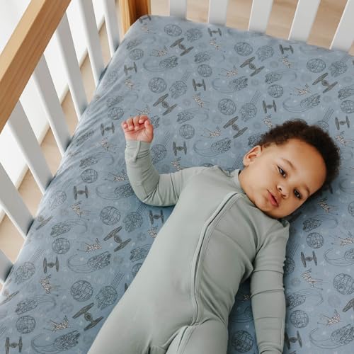 Image of Premium Fitted Knit Crib Sheet /Toddler Sheet Starships by Copper Pearl