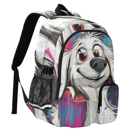 Mochilas de viaje de equipaje con diseño de perros con compartimento de laptop para mujer 2