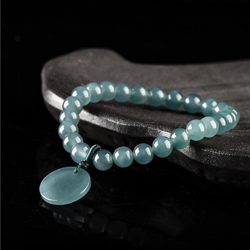 Natürlich für Frauen, Blaue Jade-Perlen, elastisches Armband, Reichtum, Wohlstand, 6,5 mm Jadeit-Stretch-Armbänder