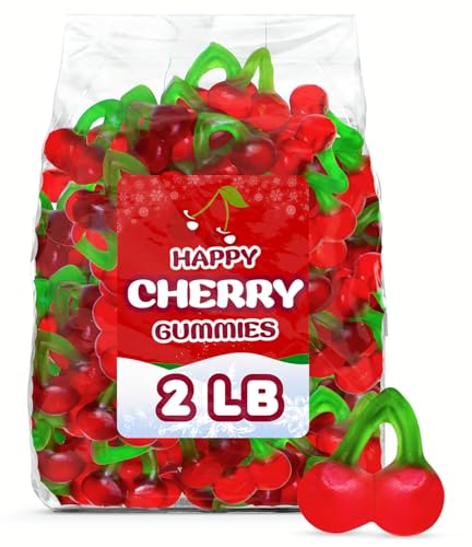 Happy Cherries Gummy Candy 2 Pound Bulk Bag - Chewy Cherry Flavored Gummi Candy for Candy Buffets, Party Treats & Snacks