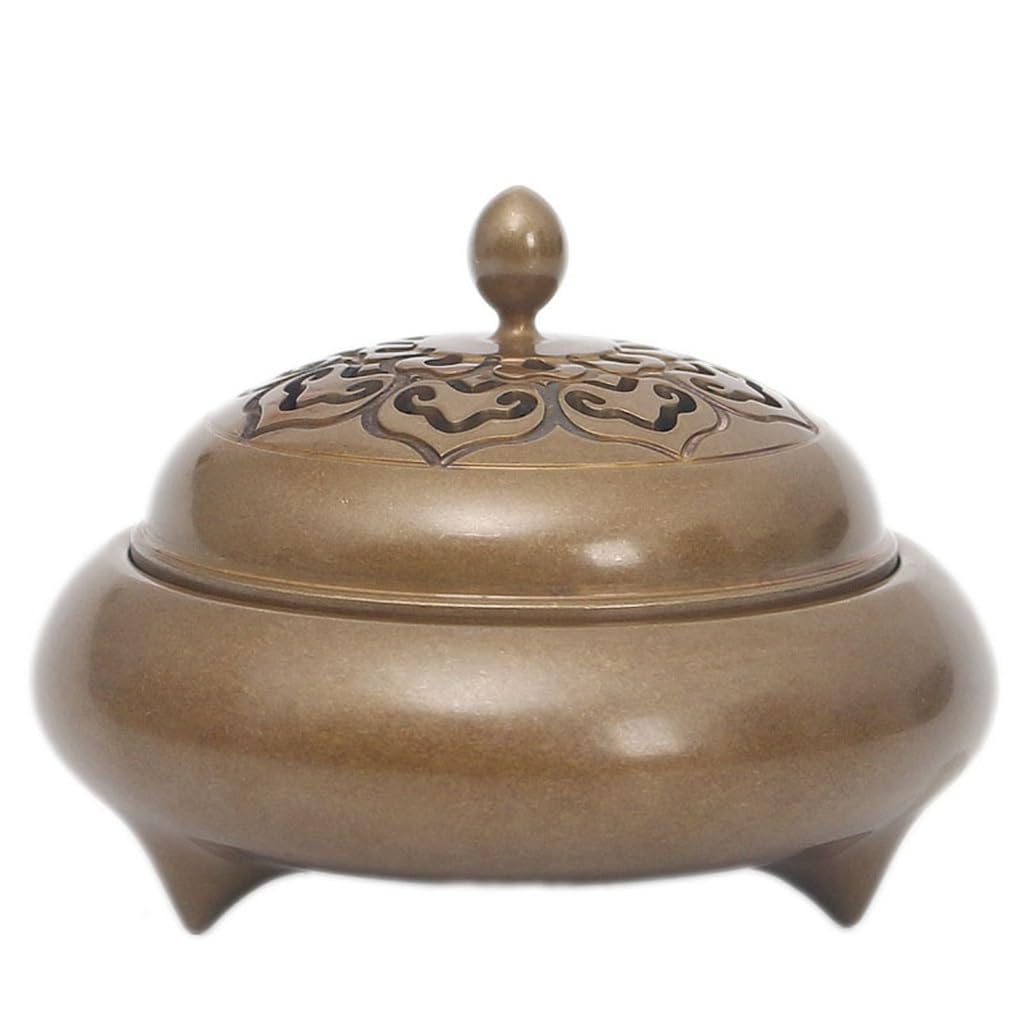 incense burner， Incense burner censer holder Ruyi Three-foot Copper Burner Imitation Ancient Zen Tea Pan Sandalwood