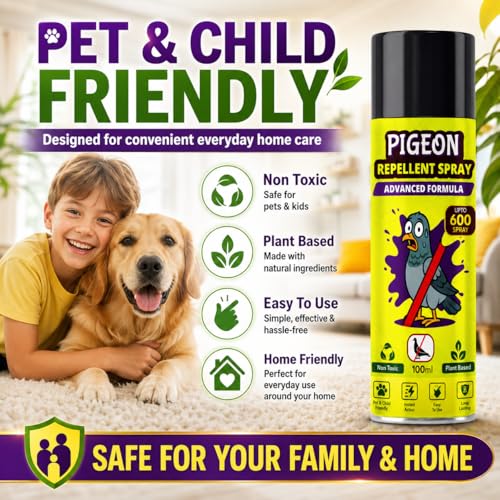 Image of Pigeon Repellent Spray for Balcony, Windows & Outdoor Use | Anti Pigeon Spray for Home, Terrace, AC Outdoor Unit, Roof, Ledges & Parking Areas | Bird Deterrent 100ml (2 x 100ml)