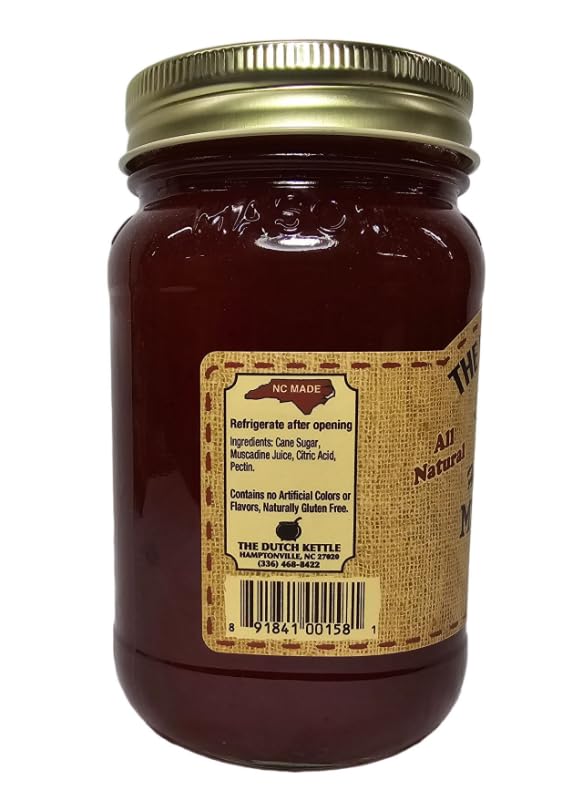 The Dutch Kettle Amish Homemade Style Muscadine Jelly 2/19 Oz Jars with Fabric Toppers