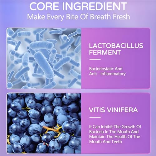 Spray bucal para el aliento, Spray bucal con sabor a uva, Ambientador bucal portátil de larga duración, refresca el aliento y regula la halitosis para adultos (20 ml/0.68 oz) - imagen 4