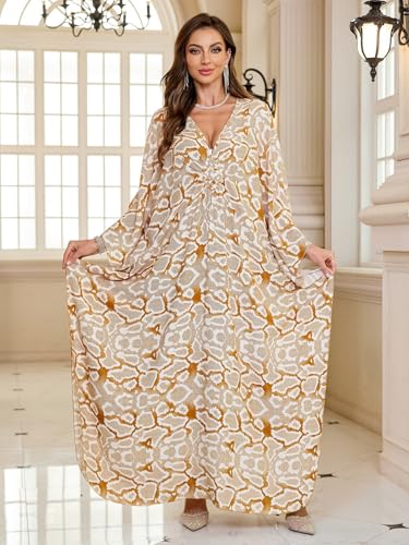 Image of KEYLORTING Plus Size Kaftan Dress Women, African Moo Moo Print Caftan, Batwing Dress, Beach Cover Up for Party and Loungewear