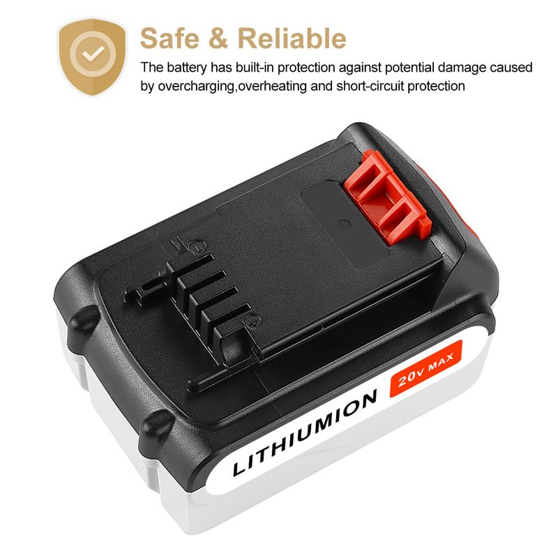Profesjonalna bateria zamienna do Black and Decker LBXR20 LBXR20-OPE LB20 LBX20 LBX4020 LB2X4020-0PE (20 V, 4,0 Ah, 80 Wh, 5000 mAh) 2 szt