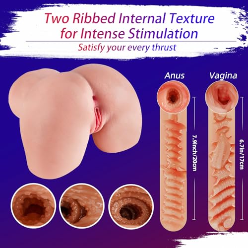Image of Male Masturbator Adult Sex Toys - 2 Holes Pocket Pussy Realistic Sex Dolls Male Sex Toys for Men Masturbation, 5.9 LB 3D Lifelike Soft Butt with Vagina and Anal Sex Pleasure Adult Toys Stroker
