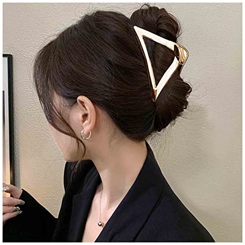 Yheakne Vintage Pinza De Pelo De Metal De Aleación De Pelo Garras Clip De Oro Grandes Clips De Sujeción Mandíbula Pinza De Pelo Francés Para El Cabello Para Las Mujeres Y Las Niñas (triángulo De Oro)