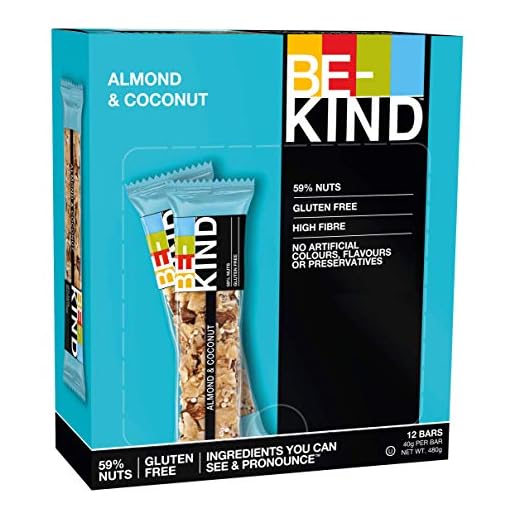 BE KIND Barritas de almendras crujientes y coco, paquete de 12 unidades
