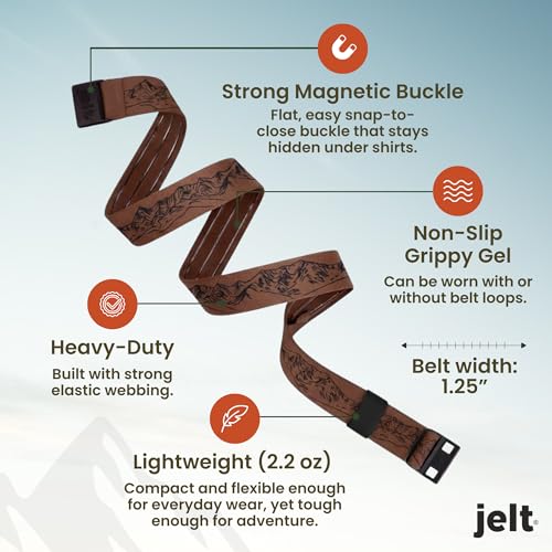 Image of JeltX Adjustable Elastic Belts for Men and Women, Non-Slip Stretch Belt with Magnetic Belt Buckle and Grippy Gel