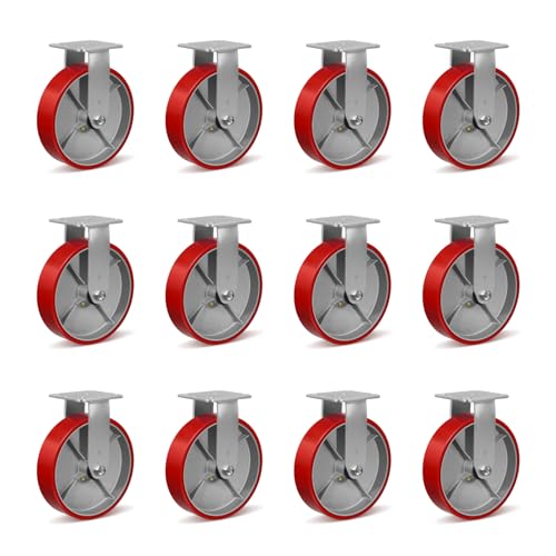 8in x 2in heavy duty caster wheels (plate casters) industrial polyurethane