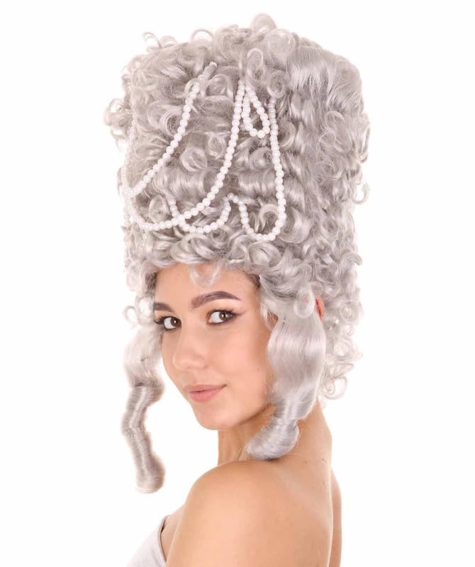 HPO Women's Baroque French Venetian Marie Antoinette Queen Grey Wig, Gray - Image 2
