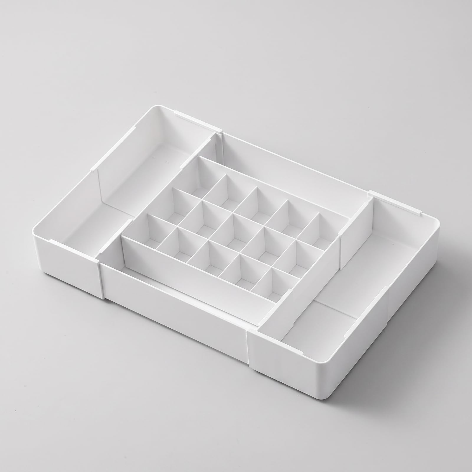 Organizzatore Telescopico per Armadio, 15 Scomparti + 2 Lati Estensibili, Modello Rialzato Da 8,4 Cm, 31,4 Cm Larghezza Estensibile 23,5–41,5 Cm Alte