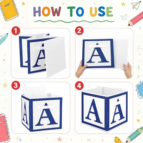 Image of Novabright 6 Pack 11 Inch Abc123 Fabric Storage Cubes Decor Collapsible Organizer Bins Classroom Must Have Cubby Basket Bins Back to School Treasure Prize Box Organization for Home Office Classroom