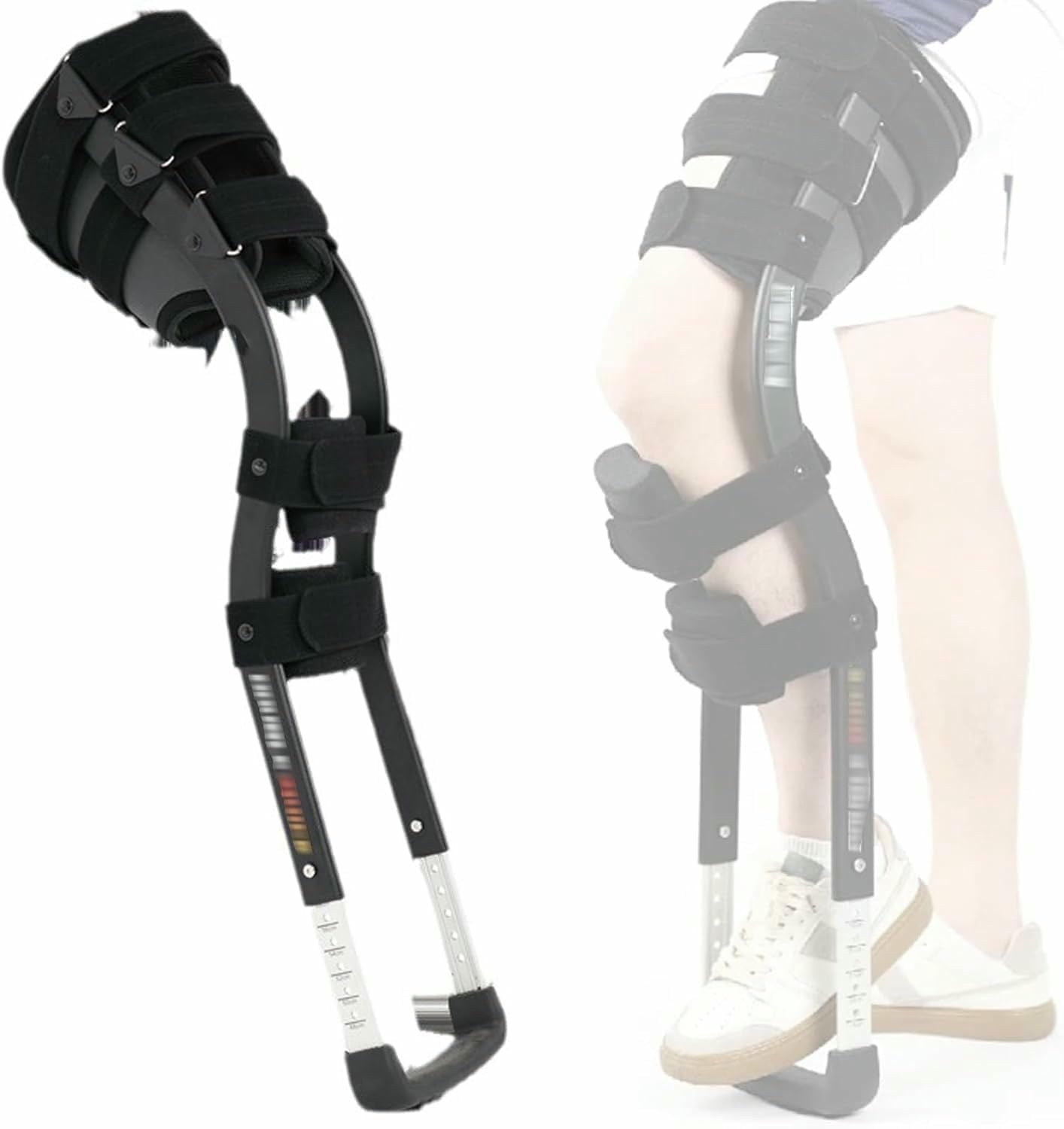 Adjustable Hand Free Knee Crutches for Adults, Single Leg Walking Aid, Non-Slip Base Design, Adjustable Height, Supports Up to 660 Pounds