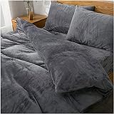 Lemon Bear 掛け布団カバー シングル あったか 冬 マイクロファイバー かけ布団カバー 毛布にもなる2WAY仕様 掛けふとんカバー 静電気防止 抗菌防臭 スナップボタン (シングル・150×210cm グレー)