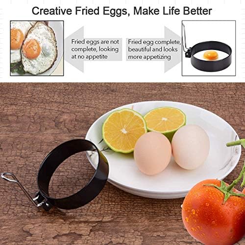 Egg Ring, Round Professional Pancake Mold, Egg Cooker Rings for Cooking, Stainless Steel Non Stick Round Egg Ring Mold for Fried Egg, Pancakes, Sandwiches 4PCS
