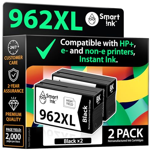 Cartouche d'encre remanufacturée HP 962XL pack double noir haute capacité par Smart Ink