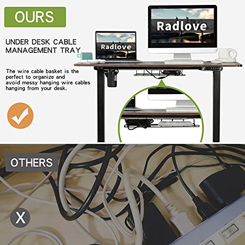 Radlove Electric Standing Desk 48 X 24 Inches, Height Adjustable Computer Desk Sit Stand Desk Home Office Desks With Splice Board And A Under Desk Cable Management Tray, Rustic Brown Top/Black Frame #TOP3