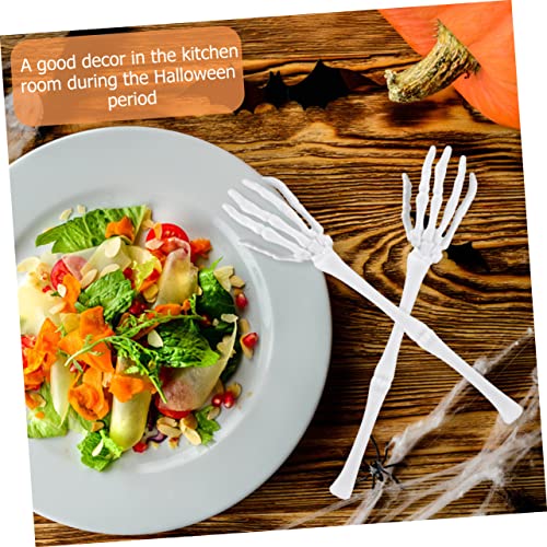 Amosfun 8 Peças Crânio Garra Colher De Salada Esqueleto Mãos Servidores De Salada Servidor De Salada