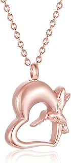 YOIEU Heart Hummingbird Urn Necklaces for Ashes 316L Stainless Steel Heart Cremation Urn Lockets for Ashes Holder Memorial Ashes Jewelry Keepsake Urn Pendant Necklace (Rose Gold)