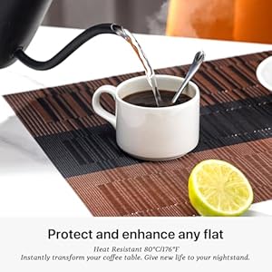 LEXMORE Placemats Set of 6 Vinyl/Plastic Woven Place Mats for Kitchen Table Indoor/Outdoor Washable Placemat Wipeable Dining Table Mats(Ombre Brown Black) LEXMORE Placemats Set of 6 VinylPlastic Woven Place Mats for Kitchen Table IndoorOutdoor Washable Placemat Wipeable Dining Table MatsOmbre Brown Black