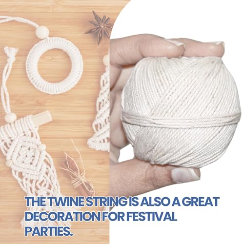 Image of LITO LINEN AND TOWEL 100% Cotton Twine Macrame Thread | Natural Cotton String for Cooking, Baking, Wrapping, Crafts, DIY Garden Decor & Gift Packaging (Natural, 11PLY- 200 FEET- Pack of 2)