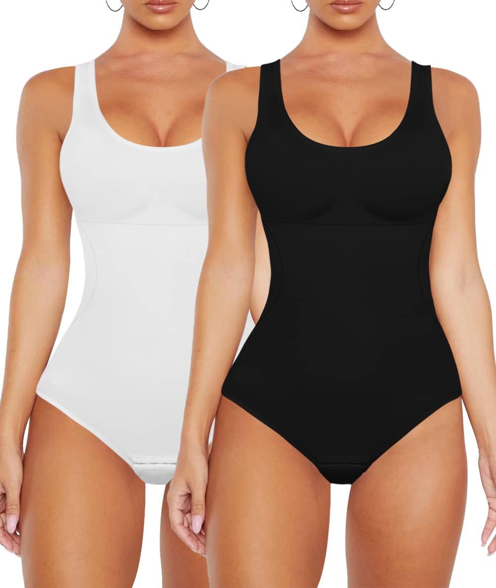 GenericWomen Bodysuit Tops Shapewear Seamless Tummy Control Slimming Waist V Neck Sculpting Jumpsuits Body Shaper