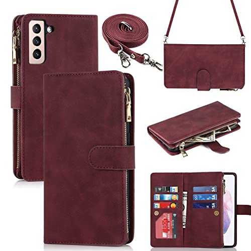 Housse Samsung S21 avec fermeture magnétique et poche zippée intégrée