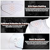 COOLOMG Youth Padded Compression Shirt Football Rugby Rib Chest Protector White L