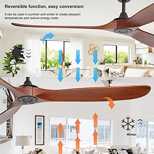 Reiga 70 Inch Modern Solid Wood Blades Ceiling Fan With App thumb #2