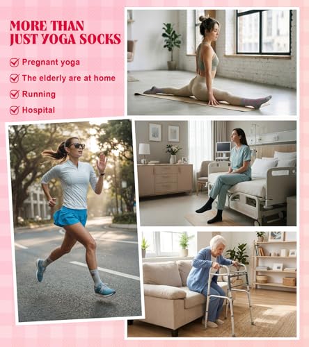 Image of yeuG Pilates Grip Socks for Women Yoga Slouch Socks with Grip for Barre Knee High Boot Socks Long Scrunch Slipper Socks