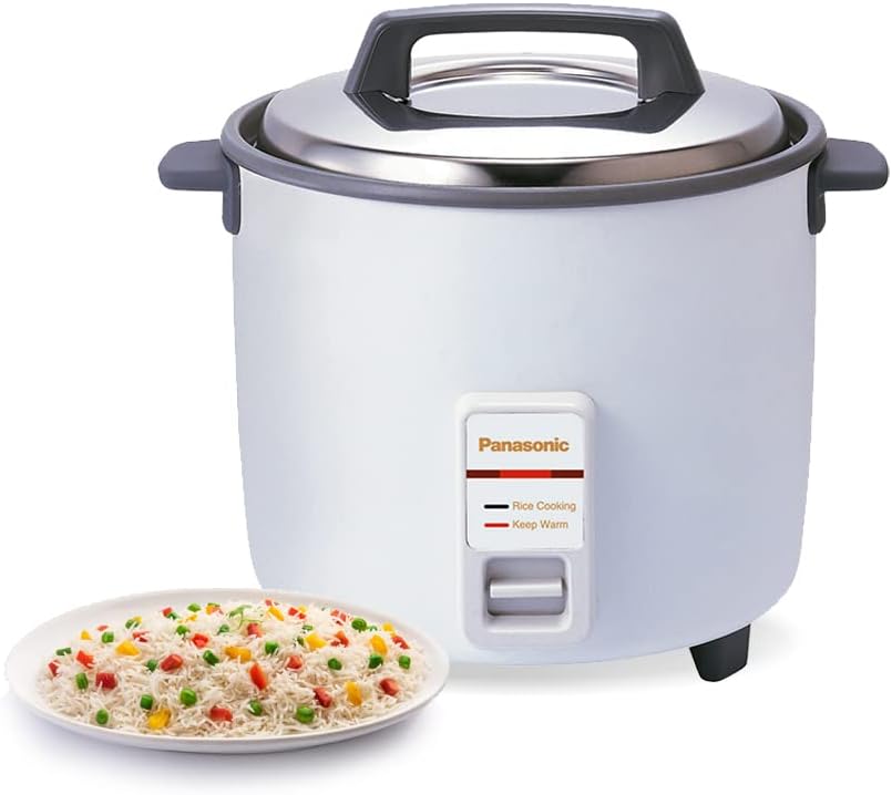 Panasonic Rice Cooker SRW22FGWUA, 730W2.2L, Anodized Aluminium Pan, Steaming basket, Stainless